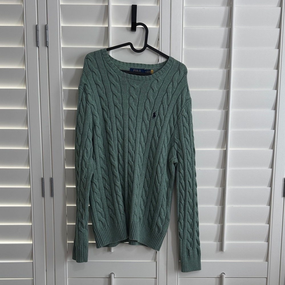 Polo by Ralph Lauren Teal Cable Knit Crewneck Sweater